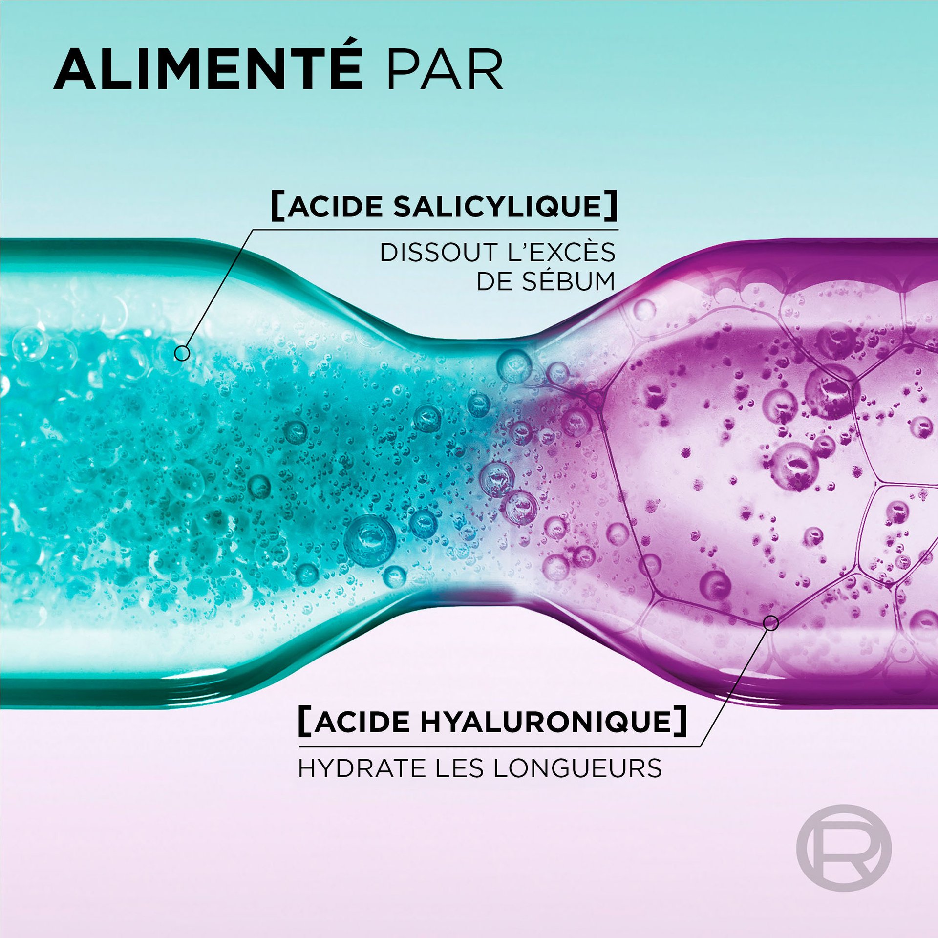 le shampoing hyaluron pure est formulé d'acide hyaluronique et d'acide salicylique